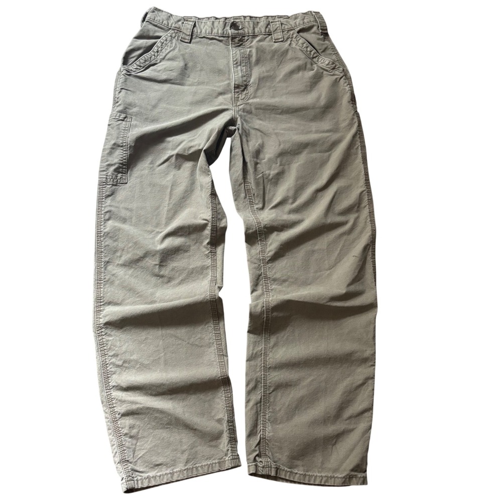 Carhartt Work Pants B151 LBR Mens 36x34 Brown Cotton Canvas Dungaree Fit Utility